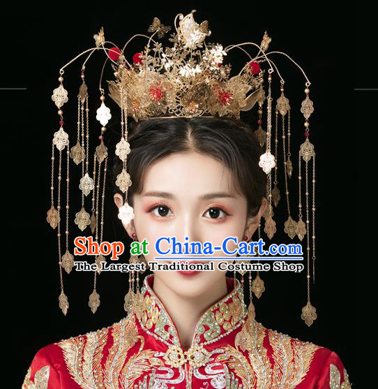 Traditional Handmade Chinese Wedding Phoenix Hair Crown Hairpins Ancient Bride Hair Accessories for Women