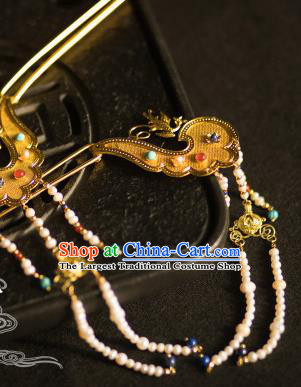 Chinese Traditional Tang Dynasty Tassel Hairpins Handmade Ancient Royal Empress Hair Accessories for Women