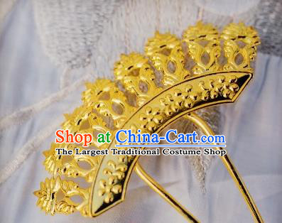 Chinese Traditional Song Dynasty Golden Hairpins Handmade Ancient Royal Empress Hair Accessories for Women