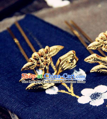 Chinese Traditional Ming Dynasty Princess Flowers Hairpins Handmade Ancient Royal Empress Hair Accessories for Women