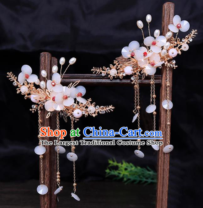 Traditional Chinese Hanfu Pearls Tassel Hair Claws Hairpins Handmade Ancient Princess Hair Accessories for Women