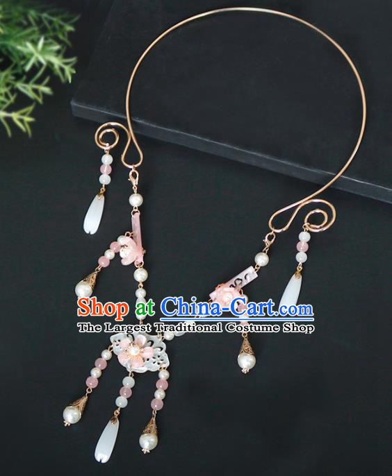 Chinese Traditional Handmade Hanfu Shell Necklace Ancient Princess Necklet Accessories for Women