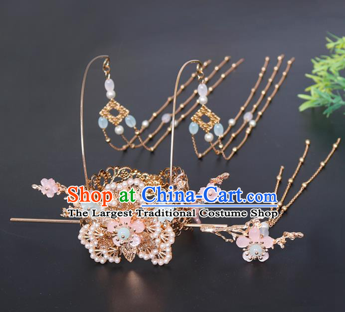 Traditional Chinese Hanfu Pine Hair Crown Hairpin Handmade Ancient Princess Hair Accessories for Women