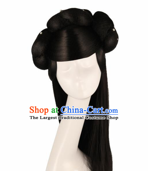 Traditional Chinese Han Dynasty Princess Wigs Ancient Goddess Fairy Hair Accessories for Women