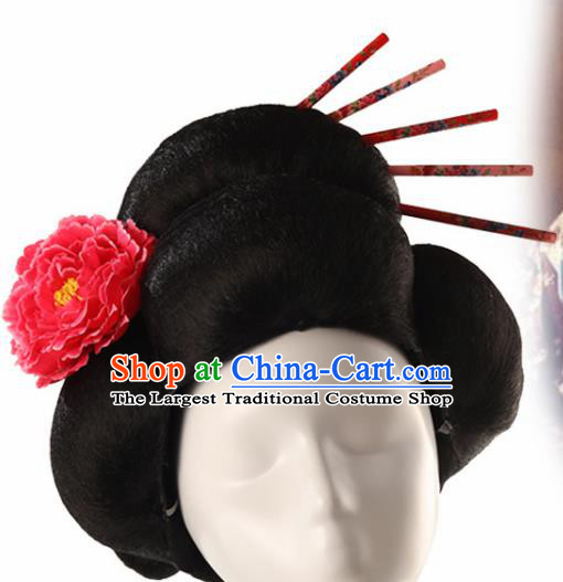 Japanese Traditional Geisha Wigs and Hairpins Ancient Fairy Princess Wig Sheath for Women