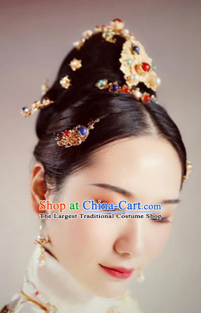 Chinese Traditional Ming Dynasty Wedding Hair Comb Hairpins Ancient Princess Hair Accessories for Women