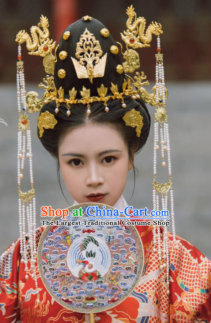 Traditional Chinese Ming Dynasty Empress Phoenix Coronet Dragon Hairpins Ancient Court Queen Hair Accessories for Women