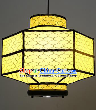 Chinese Traditional Yellow Cloth Hanging Lantern Handmade New Year Lamp Palace Lanterns