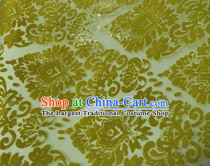 Chinese Traditional Jacquard Green Velvet Fabric Mulberry Silk Fabric Hanfu Dress Material