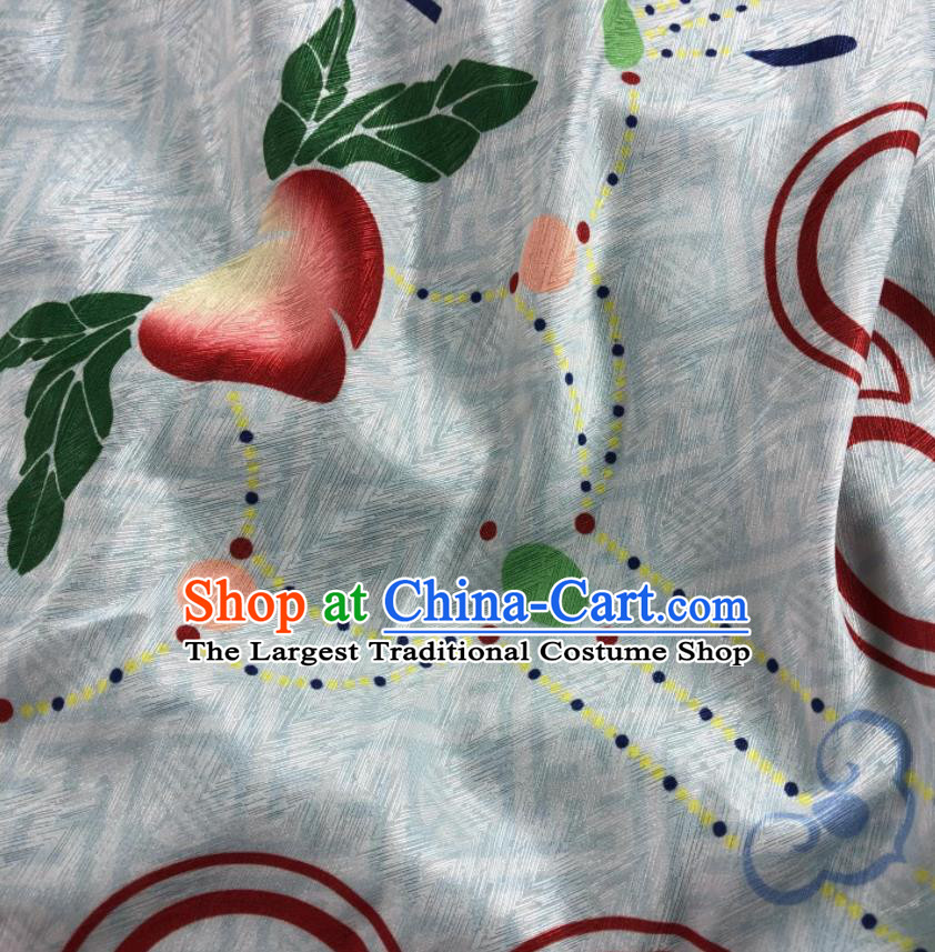 Chinese Traditional Peach Pattern White Brocade Hanfu Fabric Silk Fabric Hanfu Dress Material