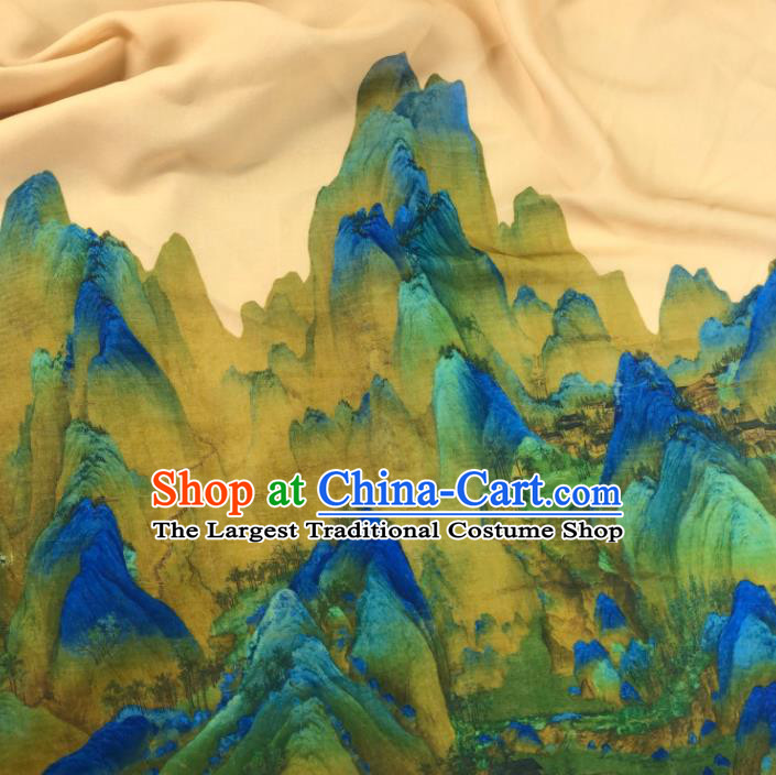 Chinese Traditional Classical Landscape Pattern Chiffon Fabric Silk Fabric Hanfu Dress Material