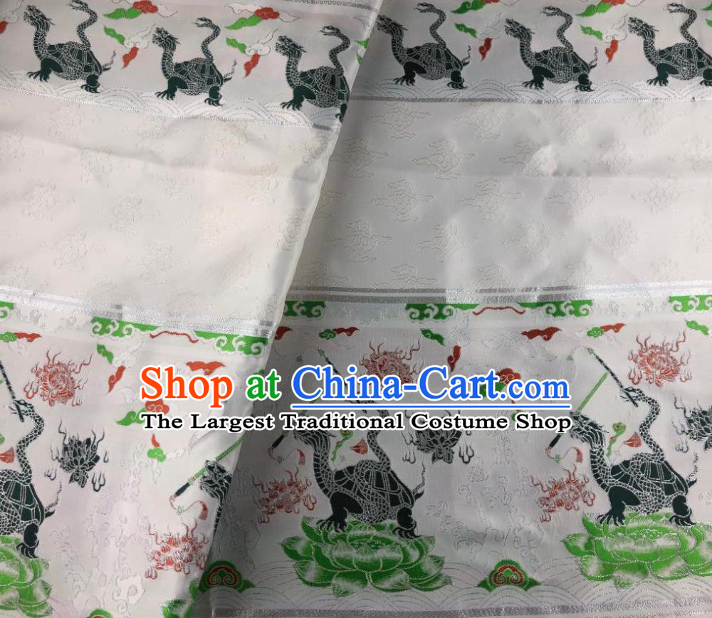 Chinese Traditional Tortoise Pattern White Brocade Hanfu Fabric Silk Fabric Hanfu Dress Material