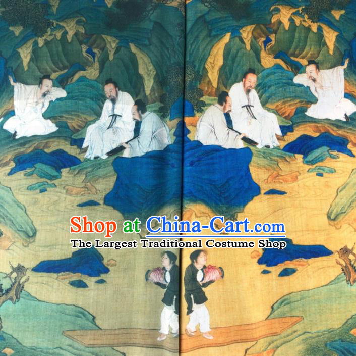 Chinese Traditional Classical Immortals Pattern Flax Fabric Silk Fabric Hanfu Dress Material