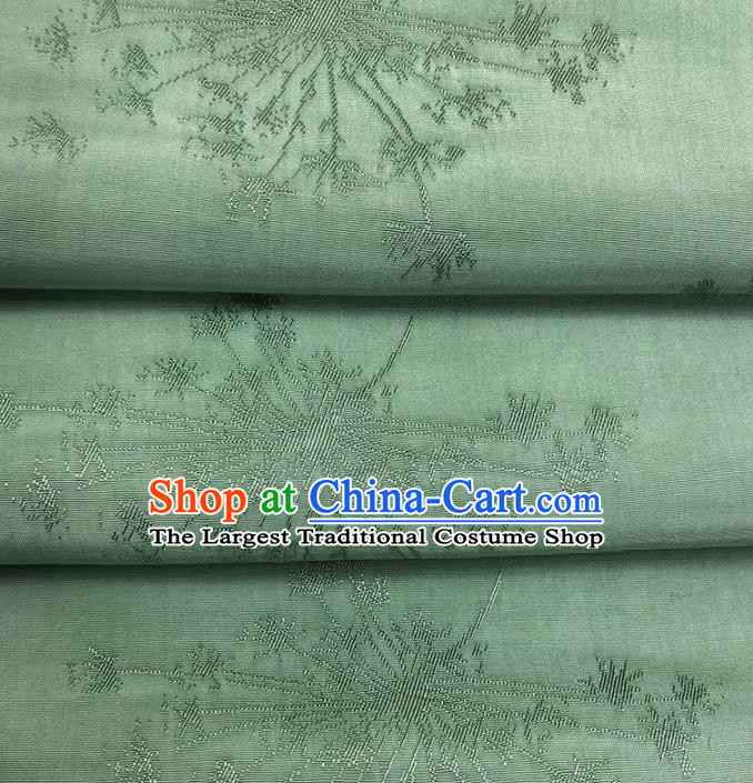 Chinese Traditional Classical Dandelion Pattern Green Cotton Fabric Imitation Silk Fabric Hanfu Dress Material