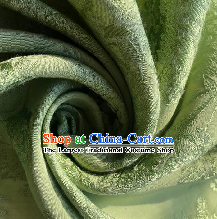 Chinese Traditional Classical Peony Pattern Green Cotton Fabric Imitation Silk Fabric Hanfu Dress Material