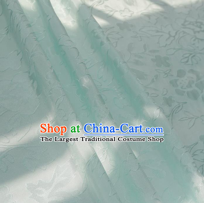 Chinese Traditional Classical Pattern Light Blue Cotton Fabric Imitation Silk Fabric Hanfu Dress Material