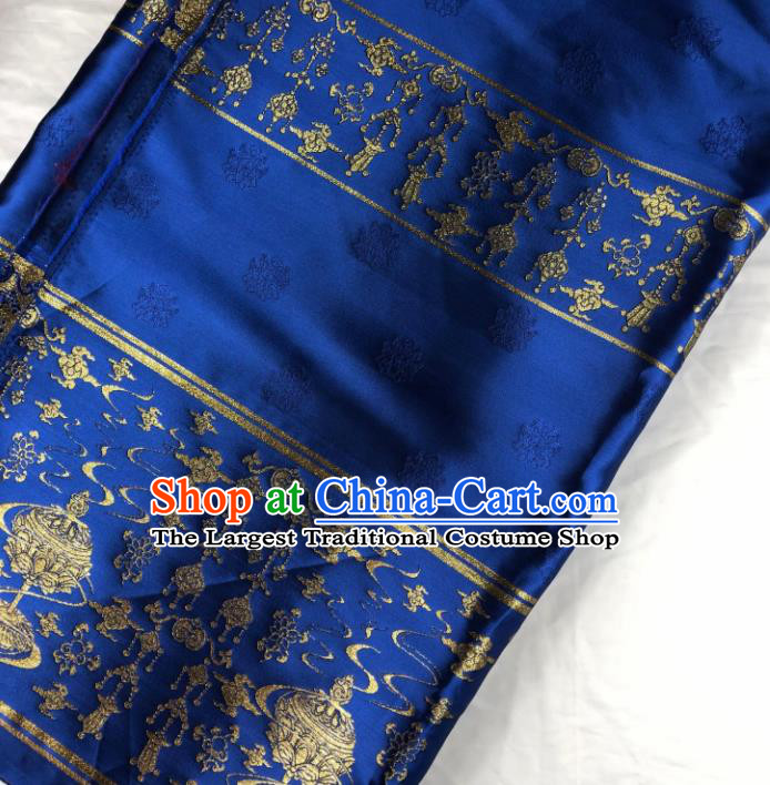 Chinese Traditional Censer Pattern Royalblue Brocade Hanfu Fabric Silk Fabric Hanfu Dress Material