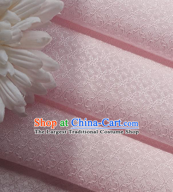 Chinese Traditional Classical Rhombus Pattern Pink Cotton Fabric Imitation Silk Fabric Hanfu Dress Material