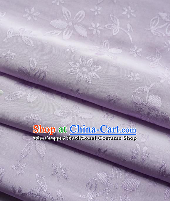 Chinese Traditional Classical Jacquard Pattern Light Purple Cotton Fabric Imitation Silk Fabric Hanfu Dress Material