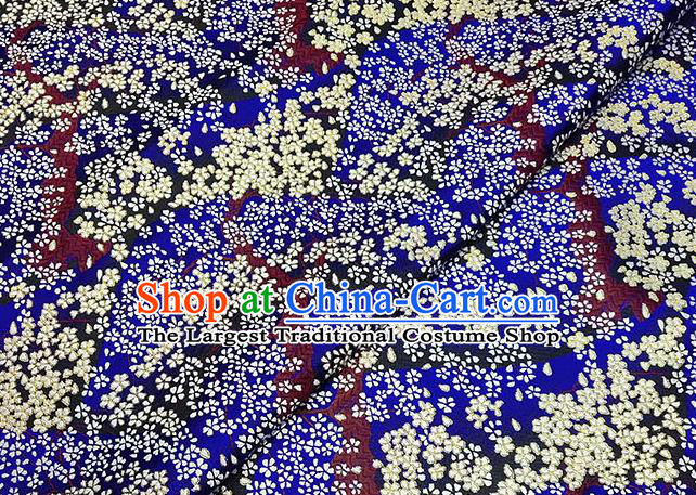 Japanese Traditional Sakura Pattern Kimono Royalblue Brocade Fabric Tapestry Satin Fabric Nishijin Material