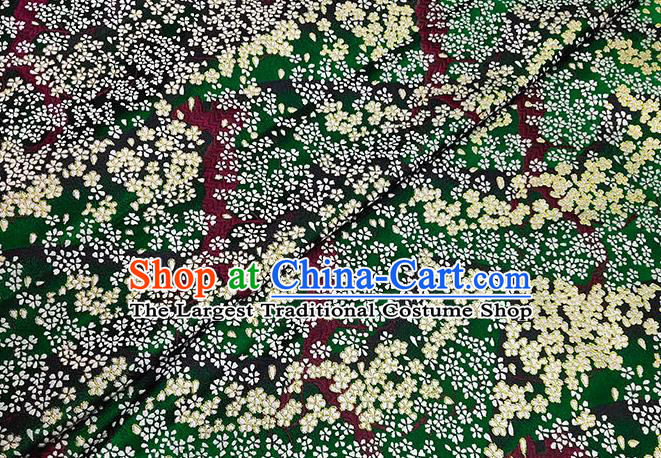 Japanese Traditional Sakura Pattern Kimono Green Brocade Fabric Tapestry Satin Fabric Nishijin Material