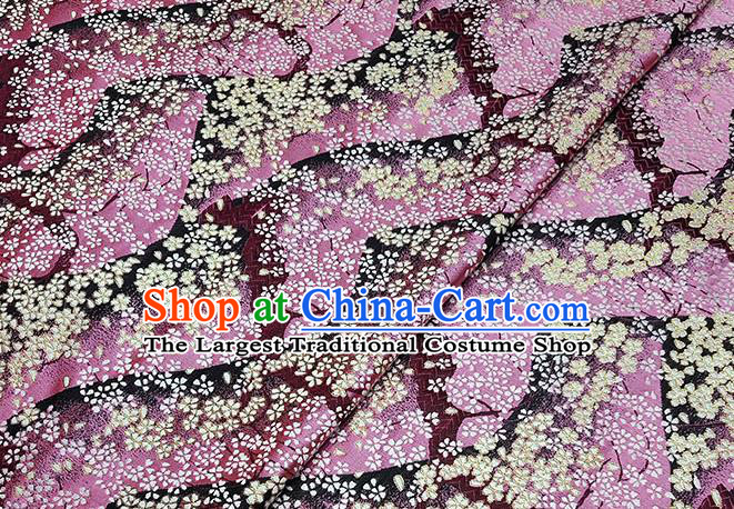 Japanese Traditional Sakura Pattern Kimono Pink Brocade Fabric Tapestry Satin Fabric Nishijin Material