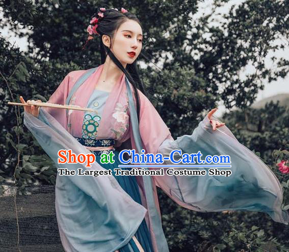 Chinese Ancient Royal Princess Embroidered Dress Traditional Tang Dynasty Imperial Consort Costume for Women