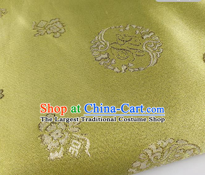 Chinese Traditional Pattern Olive Green Brocade Fabric Silk Satin Fabric Hanfu Material