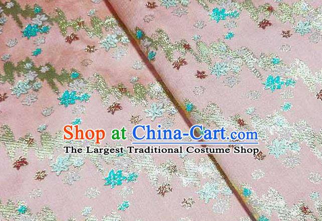 Japanese Traditional Maple Leaf Pattern Kimono Pink Brocade Fabric Tapestry Satin Fabric Nishijin Material