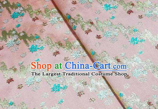 Japanese Traditional Maple Leaf Pattern Kimono Pink Brocade Fabric Tapestry Satin Fabric Nishijin Material