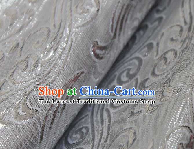 Chinese Traditional Clouds Pattern Argent Brocade Fabric Silk Tapestry Satin Fabric Hanfu Material