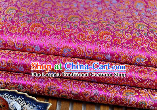 Chinese Traditional Celosia Cristata Pattern Rosy Brocade Fabric Silk Tapestry Satin Fabric Hanfu Material