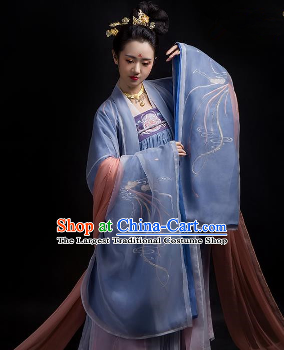 Chinese Ancient Hanfu Embroidered Dress Traditional Tang Dynasty Imperial Consort Costumes for Women