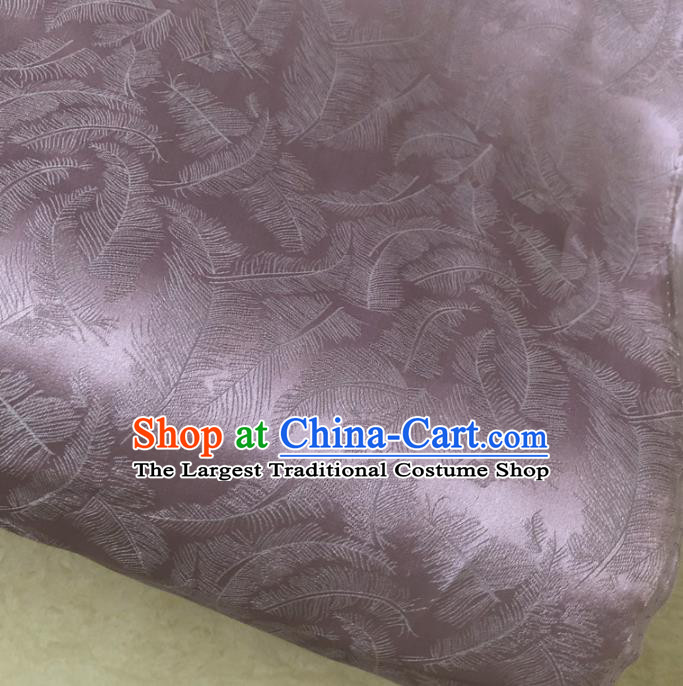 Chinese Traditional Feathers Pattern Deep Pink Silk Fabric Hanfu Brocade Material