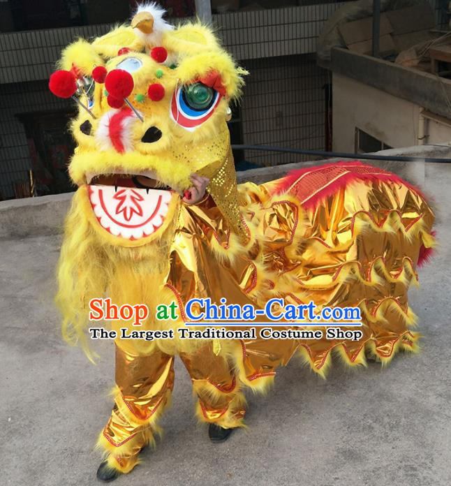 Chinese Traditional Lion Dance Competition Golden Lion Head Top Lion Dance Costumes for Kids