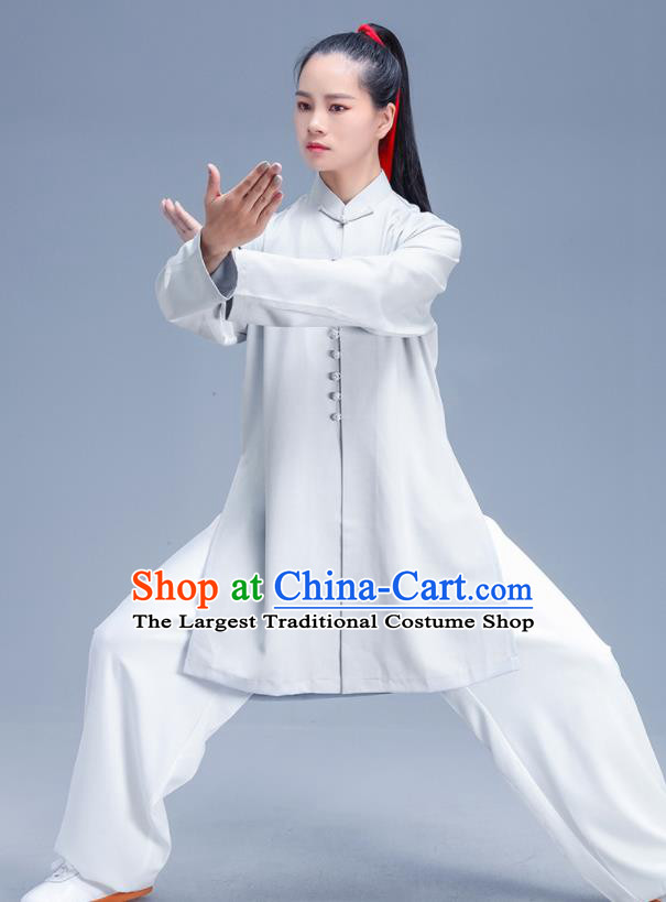 Chinese Traditional Kung Fu Competition Grey Shirt and Pants Outfits Martial Arts Stage Show Costumes for Women