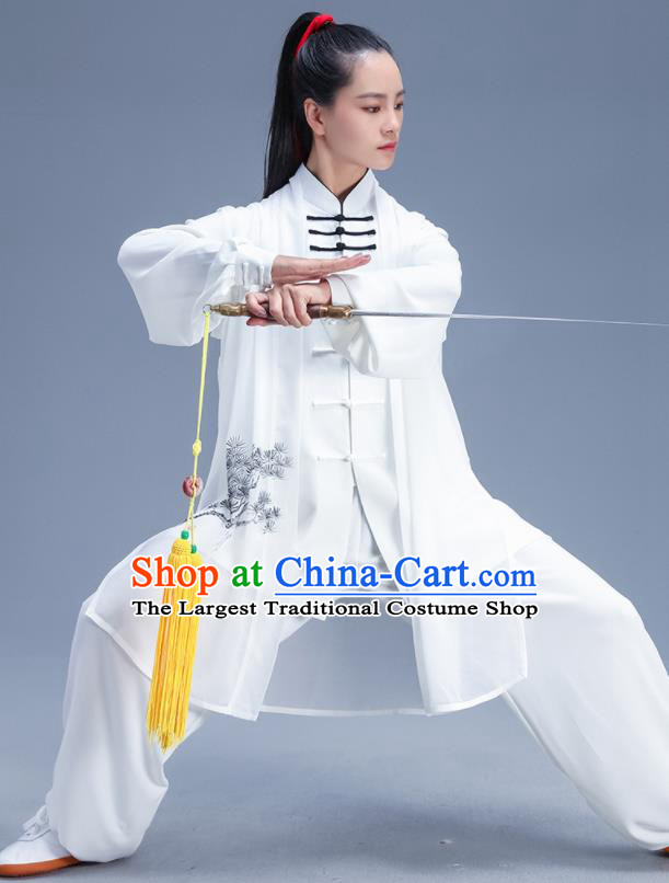 Chinese Traditional Kung Fu Competition White Outfits Martial Arts Stage Show Costumes for Women