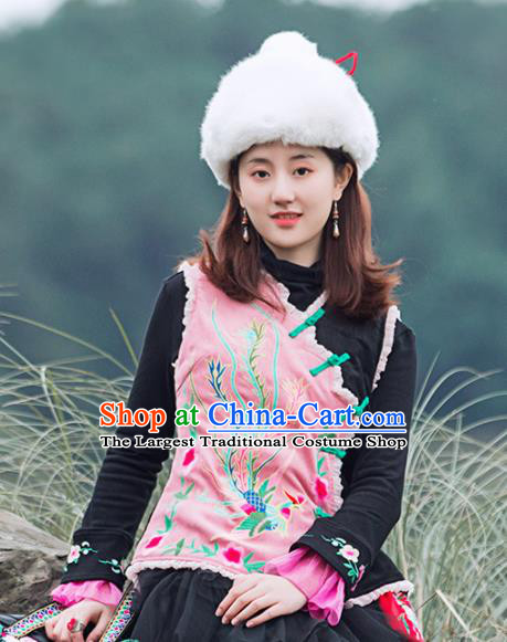 Chinese Traditional Embroidered Phoenix Pink Vest National Upper Outer Garment Tang Suit Costume for Women