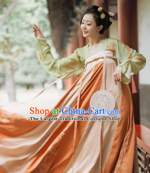 Chinese Traditional Tang Dynasty Palace Lady Dress Ancient Court Maid Historical Costumes for Women