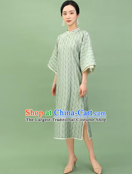 Republic of China Traditional Green Lace Qipao Dress Chinese National Tang Suit Cheongsam Costumes for Women