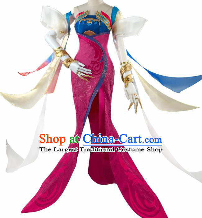 Chinese Cosplay Female Swordsman Rosy Hanfu Dress Traditional Ancient Princess Costumes for Women