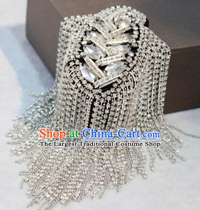 Top Cosplay Crystal Shoulder Board Compere Argent Tassel Shoulder Knot