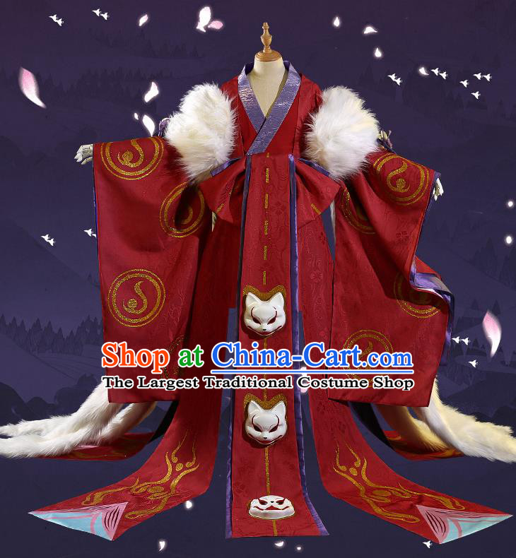 Japanese Traditional Cosplay Geisha Red Kimono Dress Japan Costumes for Women