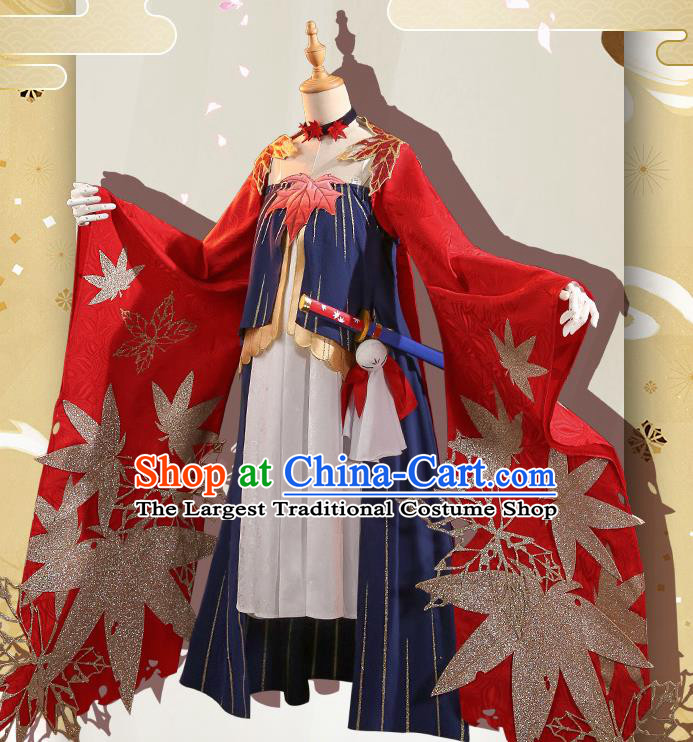 Japanese Traditional Cosplay Geisha Red Kimono Dress Japan Onmyoji Costumes for Women