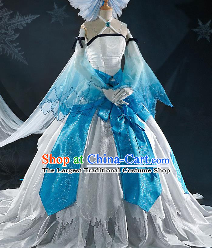 Chinese Traditional Cosplay Goddess White Dress Ancient Swordswoman Costumes for Women