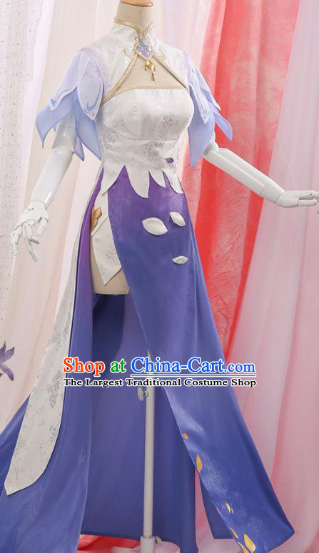 Chinese Traditional Cosplay Lilac Qipao Dress Ancient Swordsman Costumes for Women