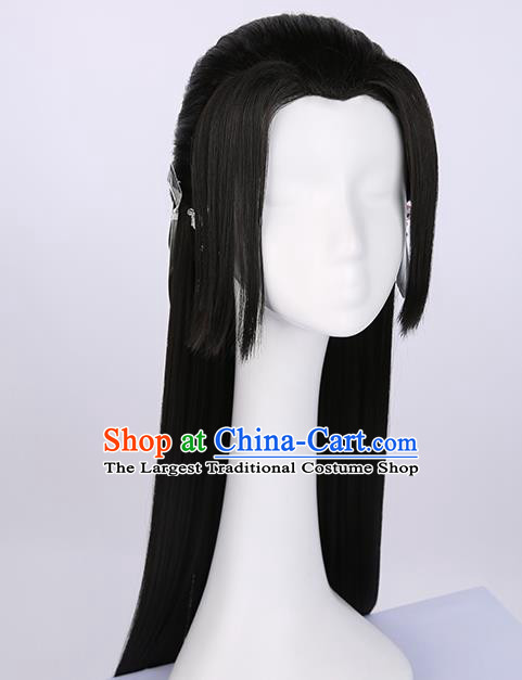 Chinese Traditional Cosplay Female Swordsman Black Wigs Ancient Princess Wig Sheath for Women