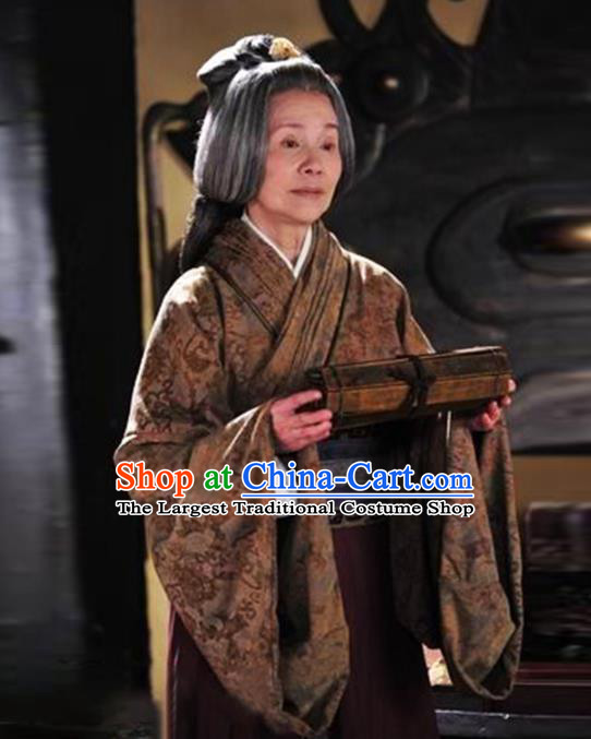 Chinese Traditional Qin Dynasty Dame Hanfu Dress Ancient Drama Dowager Countess Historical Costumes for Women