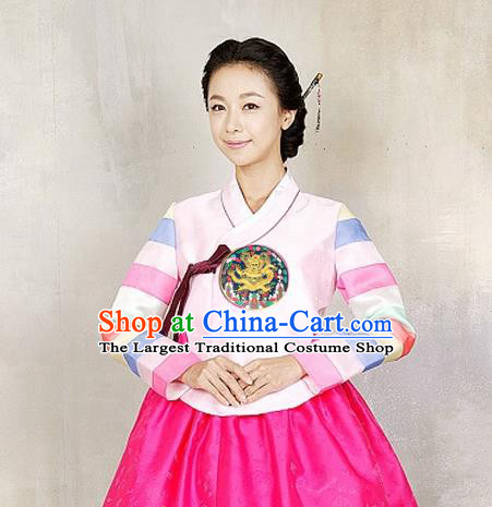 Korean Traditional Dance Hanbok Pink Blouse and Rosy Dress Garment Asian Korea Fashion Costume for Women