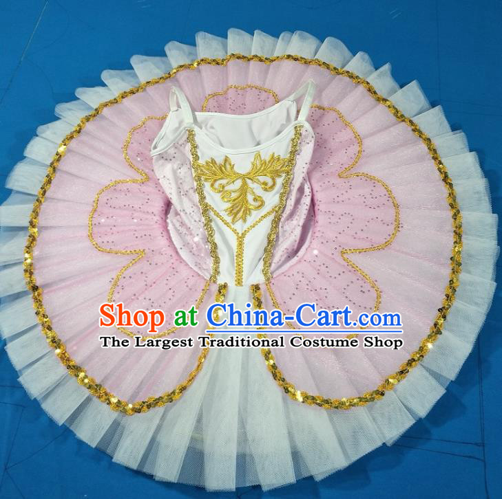 Professional Children Ballet Tutu Pink Veil Dress Modern Dance Ballerina Stage Performance Costume for Kids